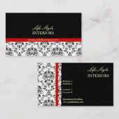 Zwart-witte Damask Visitekaartje (Voorkant / Achterkant)