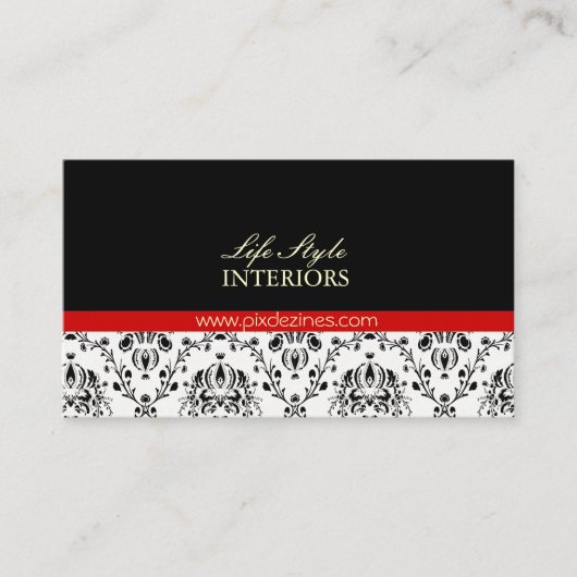 Zwart-witte Damask Visitekaartje (Voorkant)