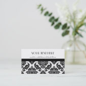Zwart-witte Damask Visitekaartje (Staand voorkant)