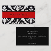 Zwart-witte Damask Visitekaartje (Voorkant / Achterkant)