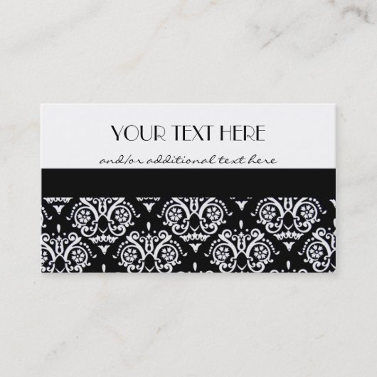 Zwart-witte Damask Visitekaartje (Voorkant)