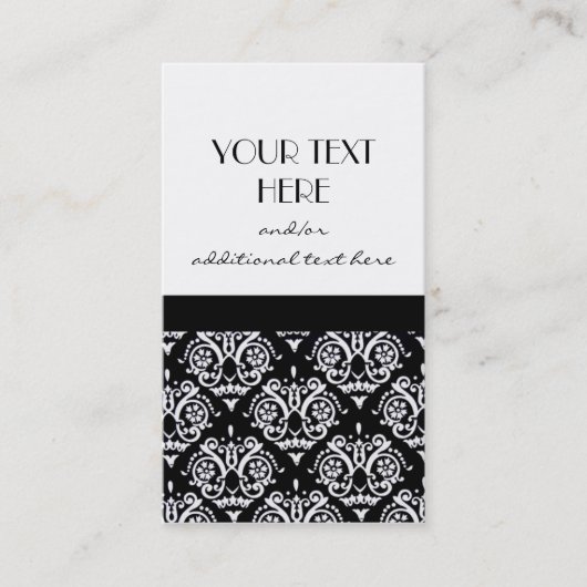 Zwart-witte Damask Visitekaartje (Voorkant)