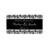 Zwart-witte Damask Wedding Favor Labels (Voorkant)