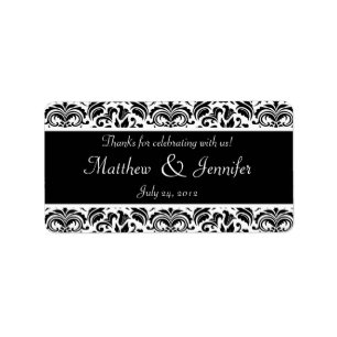 Zwart-witte Damask Wedding Favor Labels
