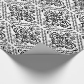 Zwart-witte   Damaskers Cadeaupapier (Hoek)
