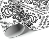 Zwart-witte   Damaskers Cadeaupapier (Rol Hoek)