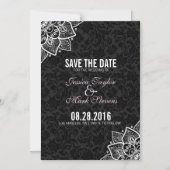 Zwart-witte Damaskers en kant Magnetische Uitnodiging (Voorkant)