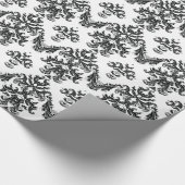 Zwart Witte Damast Cadeaupapier Zwart (Hoek)