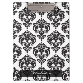 Zwart Witte Damast Chic Elegante Glam Persoonlijke Klembord