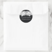 Zwart & Witte Damast & Parel Boog Sticker (Tas)
