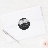 Zwart & Witte Damast & Parel Boog Sticker (Envelop)