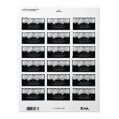 Zwart & Witte Damast & Parel Lint Adreslabel Etiket (Full Sheet)