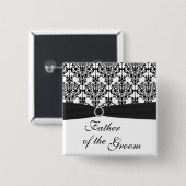Zwart-witte Damasvader van de Groom Pin Vierkante Button 5,1 Cm (Voorkant /achterkant)