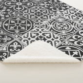 Zwart-witte damppatronen sherpa deken (3/4)