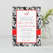 Zwart-witte damprode huwelijksuitnodiging kaart (Staand voorkant)