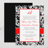 Zwart-witte damprode huwelijksuitnodiging kaart (Voorkant / Achterkant)