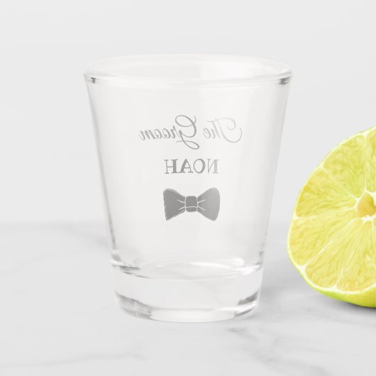 Zwart & Witte Das Moderne Bachelorfeest Shot Glas (Achterkant)