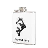 Zwart-witte dassen spelen een saxofoon heupfles (Links)