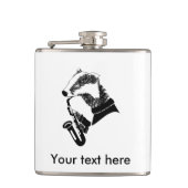 Zwart-witte dassen spelen een saxofoon heupfles (Voorkant)