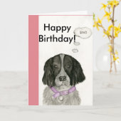 Zwart-witte de verjaardagskaart van het Spaniel Kaart (Gele Bloem)