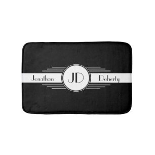 Zwart-witte deco-gemonogde kunst badmat
