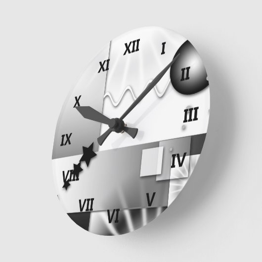 Zwart-witte deco-stijl wandklok (Hoek)