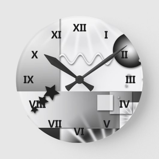 Zwart-witte deco-stijl wandklok (Voorkant)