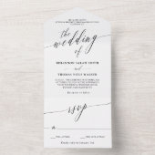Zwart Witte Delicate Calligraphy Bruiloft All In One Uitnodiging (Binnen)