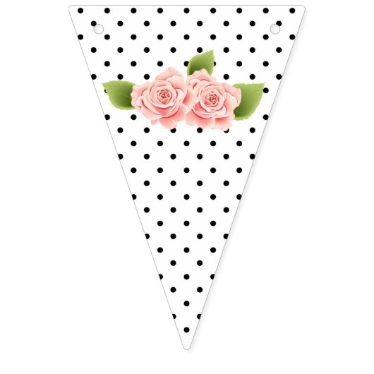 Zwart-witte Design Roze bloemen die vlag bundelen Vlaggetjes (Tweede vlag)