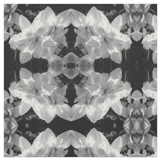 Zwart-witte diaffodil stof (Swatch)