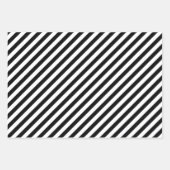 Zwart-witte diagonale strepen inpakpapier vel (Voorkant 3)