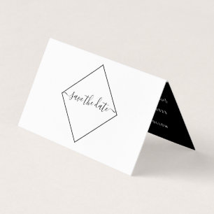 Zwart & Witte Diamant Foto Save The Date Kaart Visitekaartje