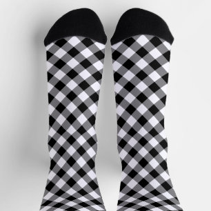 Zwart Witte Diamant Gingham Patroon Sokken
