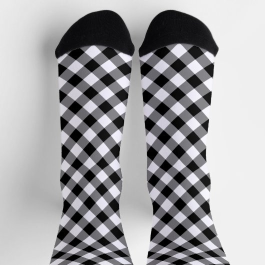 Zwart Witte Diamant Gingham Patroon Sokken (Top)