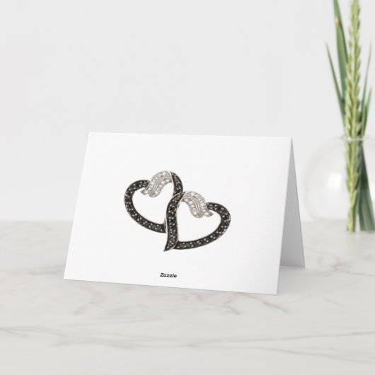 Zwart & Witte Diamant Hartens Dank Je Kaart (Achterkant)