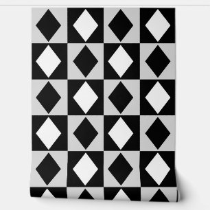 Zwart Witte Diamant Ruit Vorm Behang