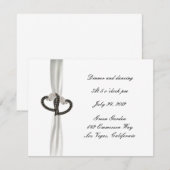 Zwart & Witte Diamanten Hart Trouw Receptie Kaart (Voorkant / Achterkant)