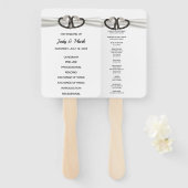 Zwart-witte diamanten harten bruiloft programma fa handwaaier (Voorkant en achterkant)