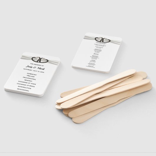 Zwart-witte diamanten harten bruiloft programma fa handwaaier (Niet-gemonteerd)