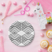 Zwart-witte diamanten papieren bordje (Feest)