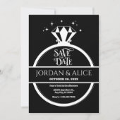 Zwart-witte diamanten ring  save the date (Voorkant)