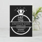 Zwart-witte diamanten ring  save the date (Staand voorkant)