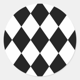 Zwart-witte diamanten ronde sticker
