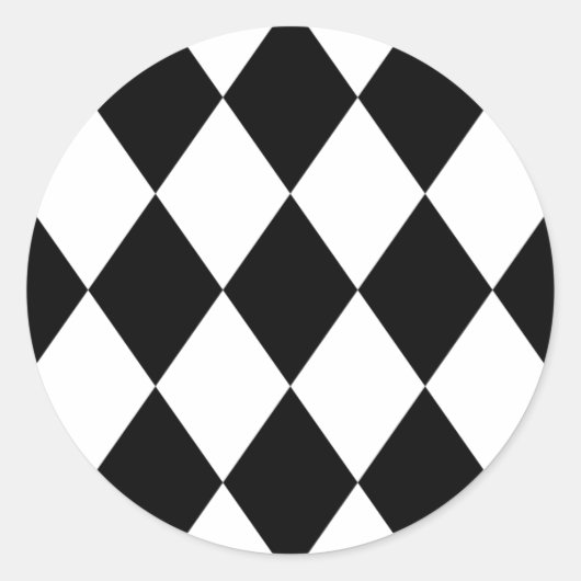 Zwart-witte diamanten ronde sticker (Voorkant)