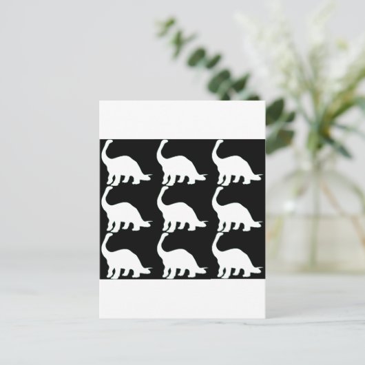 Zwart-witte dinos briefkaart (Staand voorkant)