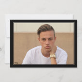 Zwart Witte Diplo Stijl Afstudeerfeest Kaart (Achterkant)