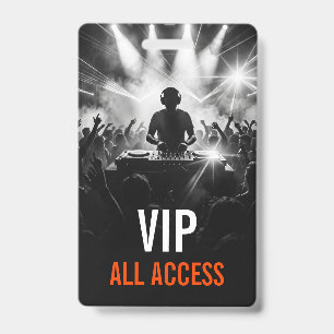 Zwart Witte DJ Party Concert VIP All Access  Badge