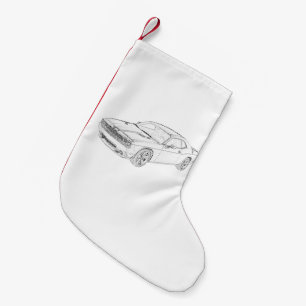 Zwart-witte dodge Challenger Tekening Kleine Kerstsok