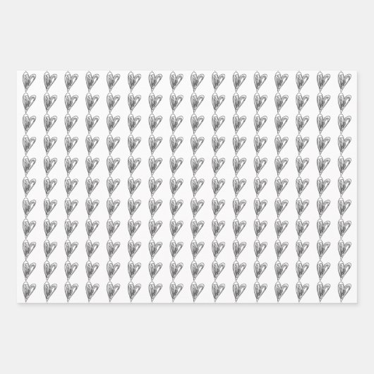 Zwart-witte doedelen harken schattig whimysisch pa inpakpapier vel (Voorkant 3)