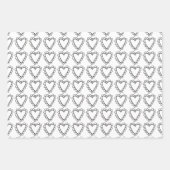 Zwart-witte doedelen harken schattig whimysisch pa inpakpapier vel (Voorkant)